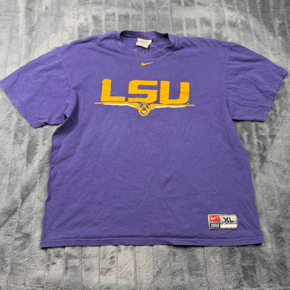 Nike Team LSU Tigers T-Shirt Mens XL Purple Short Sleeve Cotton 14728